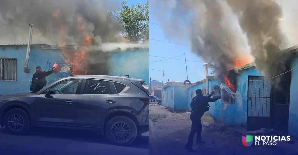 Policías y vecinos evitan tragedia al sofocar incendio en vivienda de Ciudad Juárez