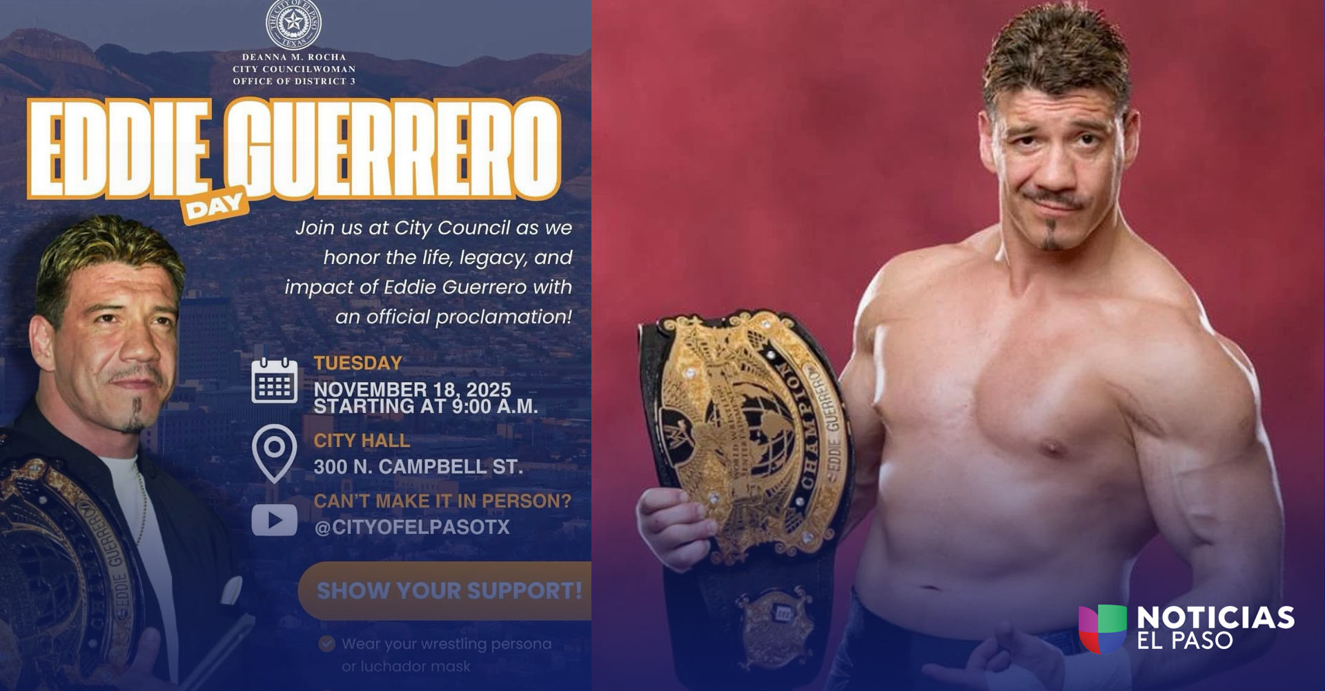Celebra el legado de Eddie Guerrero en El Paso: Día de Eddie Guerrero el 18 de noviembre