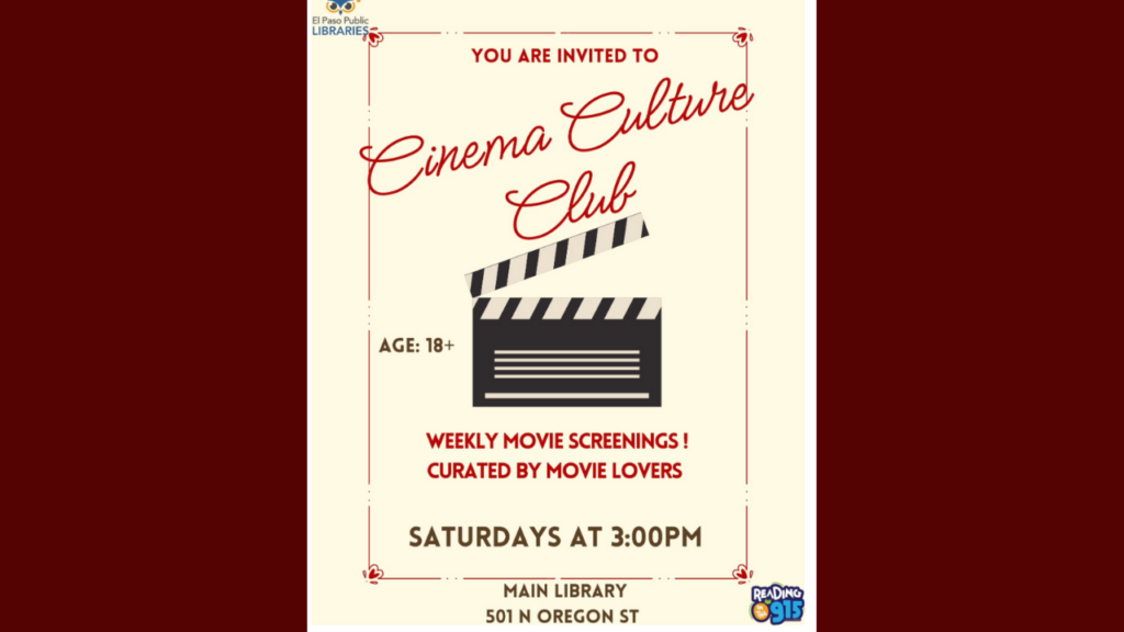 Cinema Culture Club ofrece funciones gratuitas de cine en biblioteca de El Paso