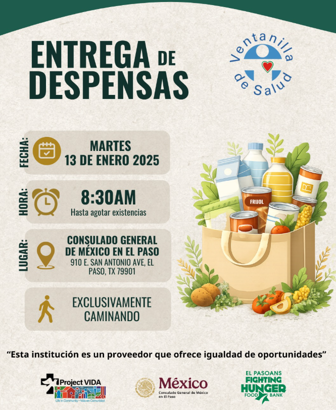 Entrega hoy de Despensas en el Consulado General de México en El Paso
