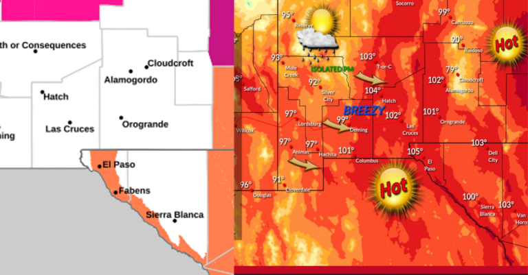 Advertencia de calor intenso: temperaturas de hasta 104 °F en El Paso y el sur de Nuevo México