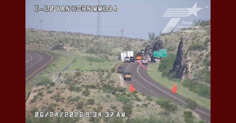 Incendio de vehículo provoca cierre parcial de la I-10 cerca de Van Horn y genera tráfico
